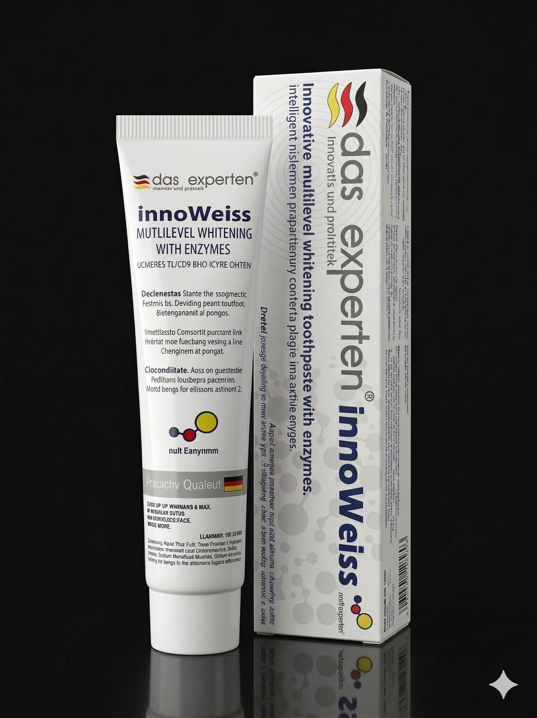 innoWeiss enzyme toothpaste five-enzyme cascade packshot DE210 real product REF
